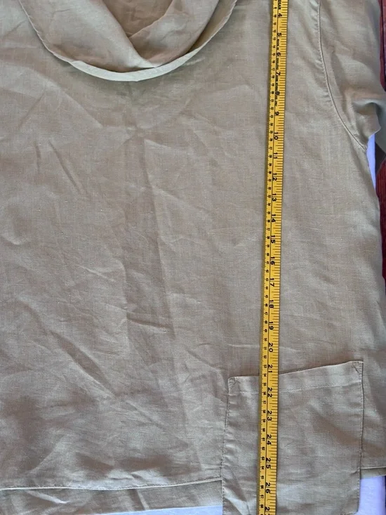 Women’s Click Colour Me Cotton 100% Linen Cowl Neck 3/4 sleeve Tunic Blouse - Picture 10 of 11